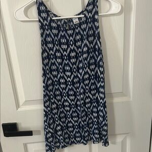 Old Navy Blue and White Ikat Tank Top